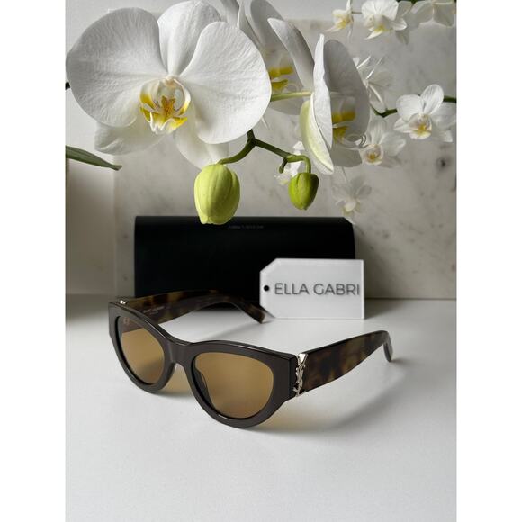 NEW Saint Laurent SLM94/F Brown Gold Cat Eye Sunglasses main image 4